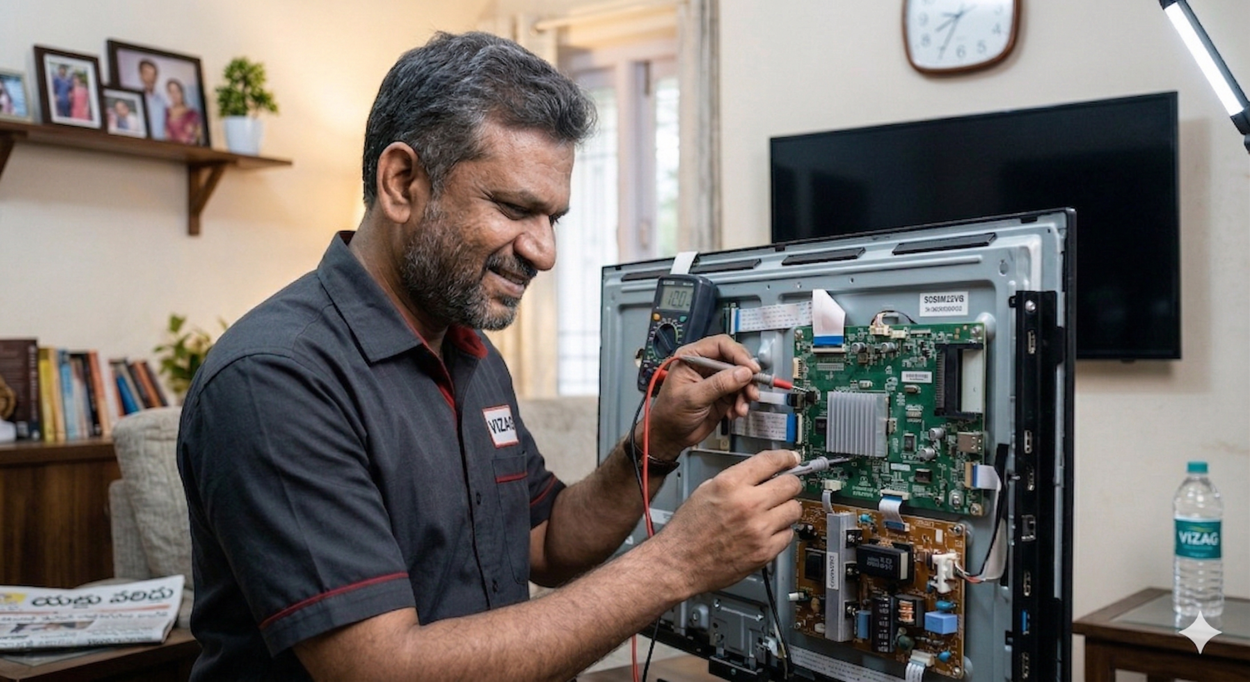 Vizag TV Service Technician repairing a TV